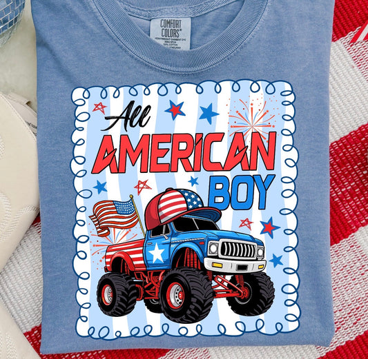MONSTER TRUCK ALL AMERICAN BOY - DTF TRANSFER