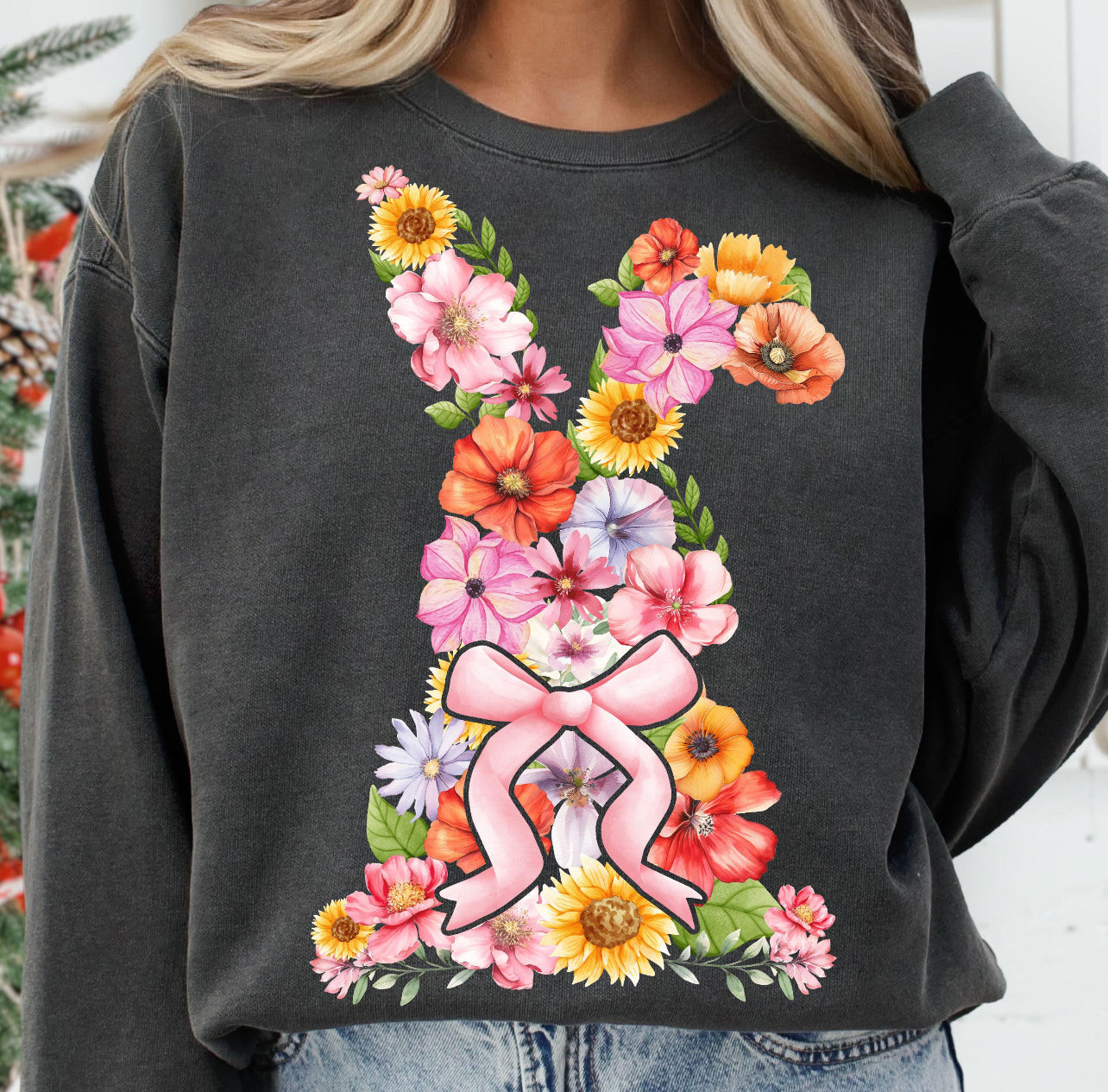 WATERCOLOR FLOWER BUNNY - DTF TRANSFER