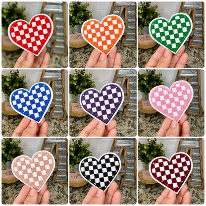 CHECKERED HEART - MINI CHENILLE PATCH