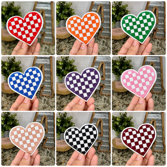 CHECKERED HEART - MINI CHENILLE PATCH