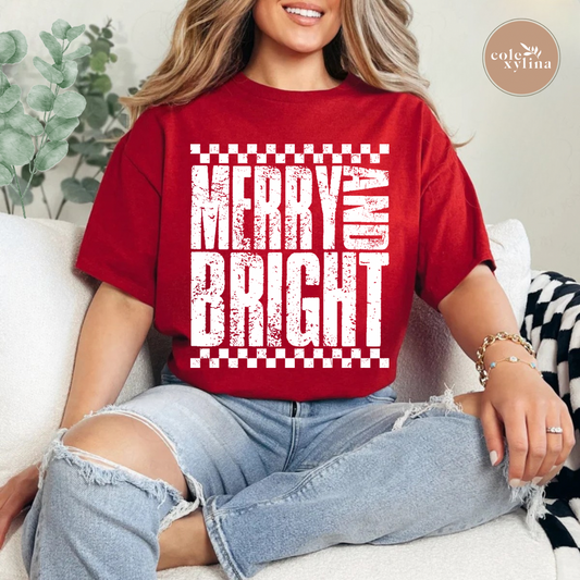 GRUNGE MERRY AND BRIGHT - DTF TRANSFER