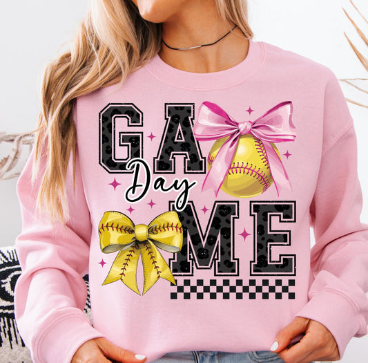 SOFTBALL PINK COQUETTE GAME DAY - DTF TRANSFER