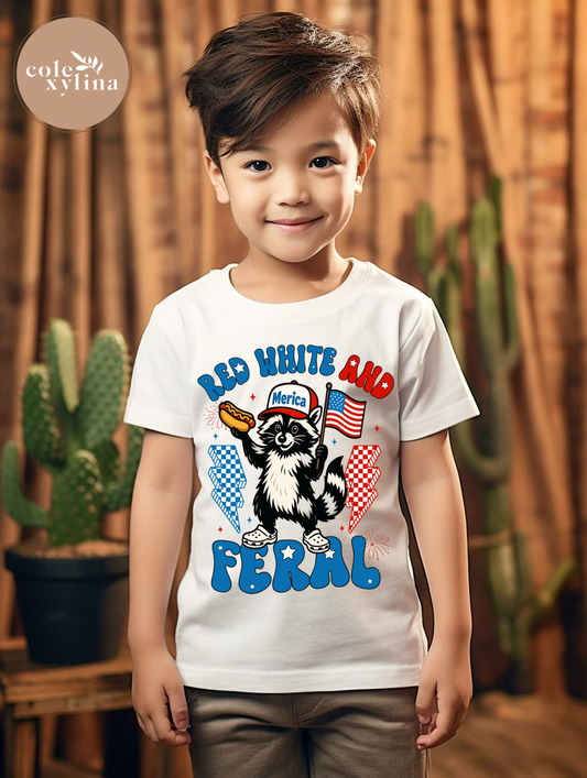 RED WHITE AND FERAL - SHIRT
