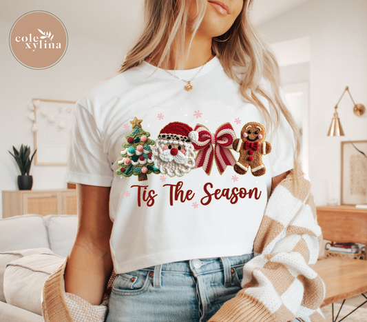 FAUX STITCH CHRISTMAS TIS THE SEASON (2 OPTIONS) - DTF TRANSFER