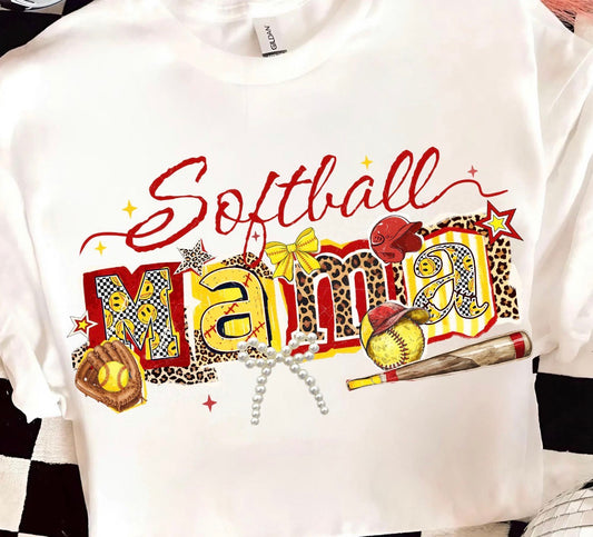 BOXED SOFTBALL MAMA - DTF TRANSFER