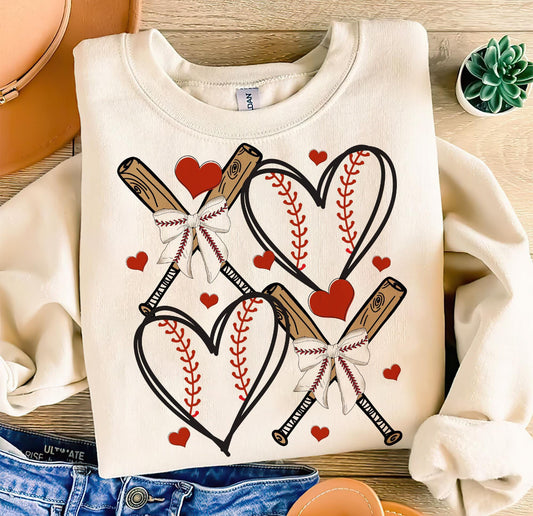 RETRO BASEBALL HEARTS - DTF TRANSFER