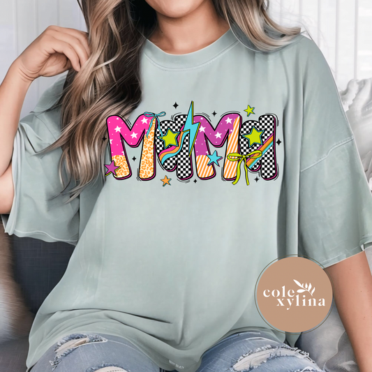 PINK RETRO STARS MAMA - DTF TRANSFER