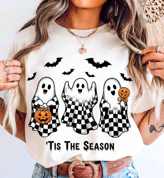 CHECKERED GHOST TIS THE SEASON - DTF TRANSFER
