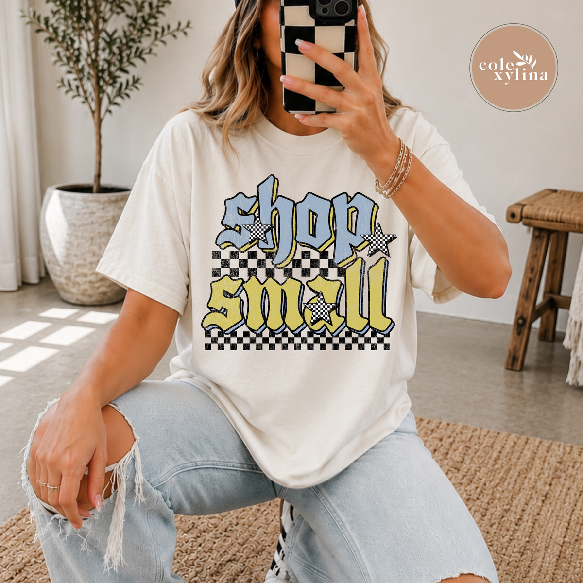 CHECKERED RETRO SHOP SMALL - DTF TRANSFER