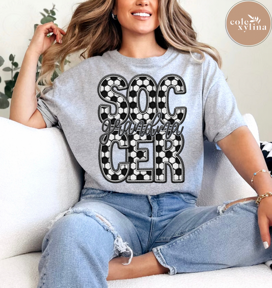 FAUX EMBROIDERY SOCCER GRANDMA - DTF TRANSFER