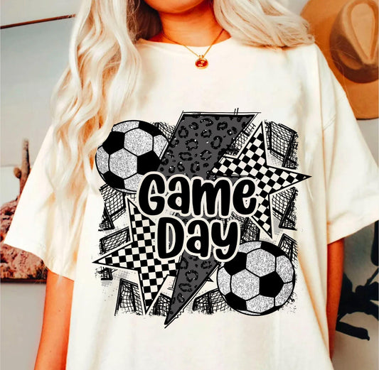 CHECKERED STARS SOCCER GAME DAY - DTF TRANSFER