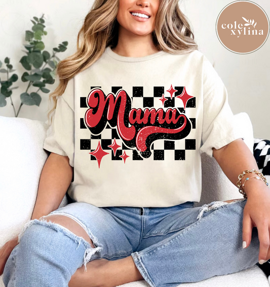 RETRO RED CHECKERED MAMA (2 OPTIONS) - DTF TRANSFER