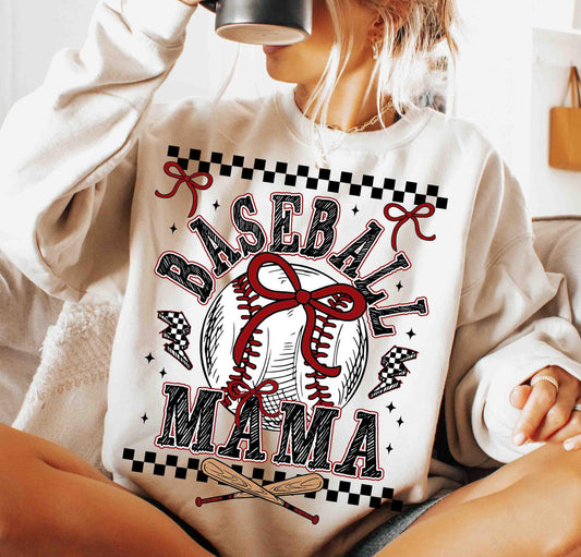 BASEBALL MAMA MINI BOWS & BATS - DTF TRANSFER