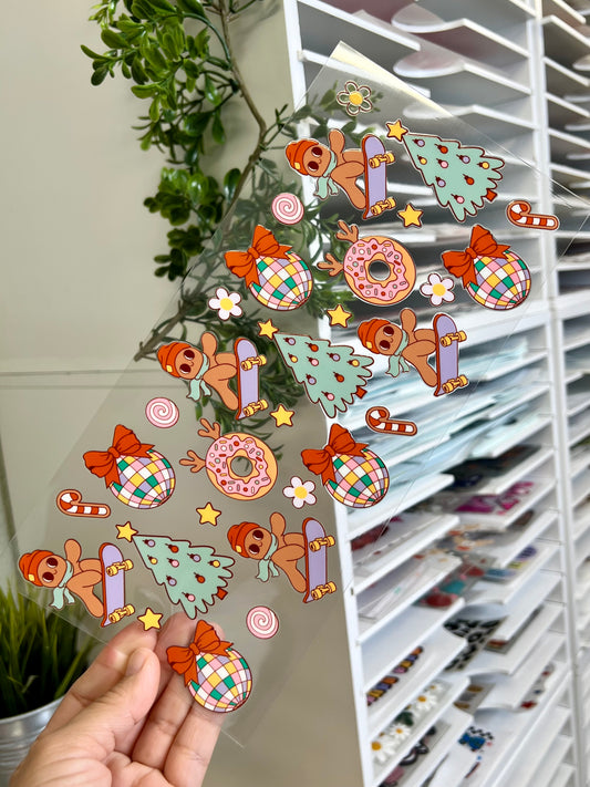 CHRISTMAS GINGERBREAD SKATEBOARD - 16OZ WRAP DOUBLE SIDED