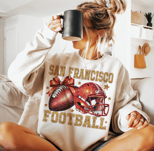 FAUX GLITTER SAN FRAN FOOTBALL - DTF TRANSFER