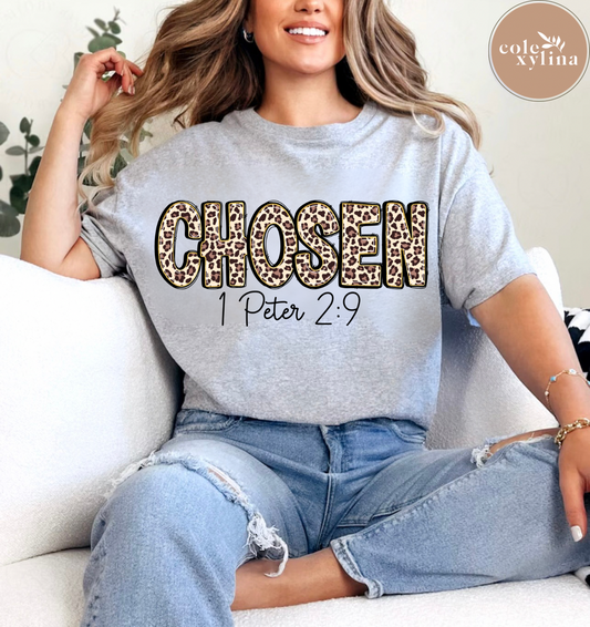 LEOPARD CHOSEN 1 PETER 2:9 - DTF TRANSFER
