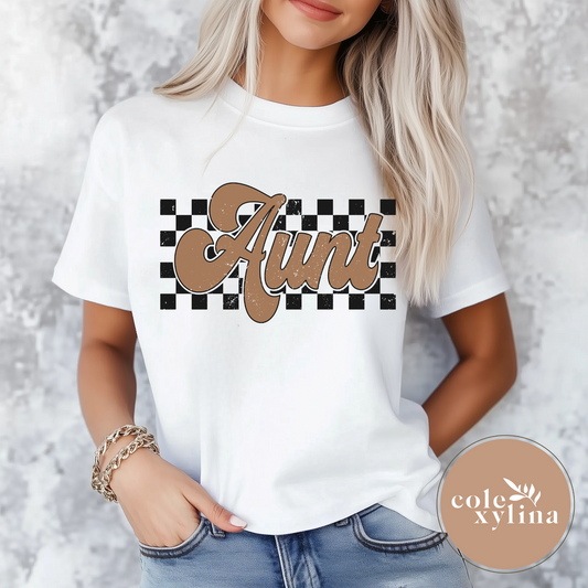BROWN CHECKERED AUNT - DTF TRANSFER