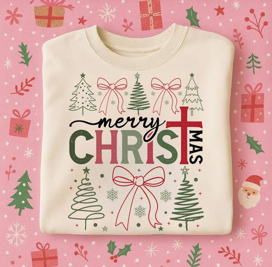 MERRY CHRISTMAS TREE DOODLES - DTF TRANSFER