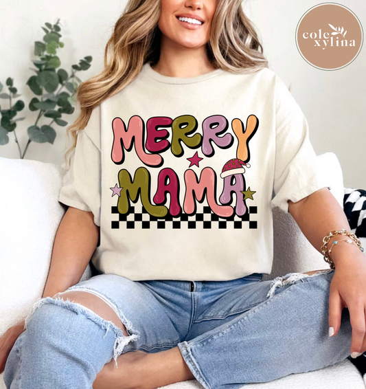CHECKERED MERRY MAMA - DTF TRANSFER