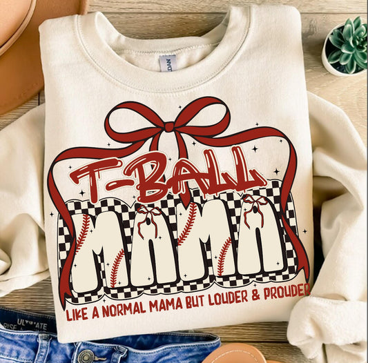 RED RIBBON T-BALL MOM - DTF TRANSFER