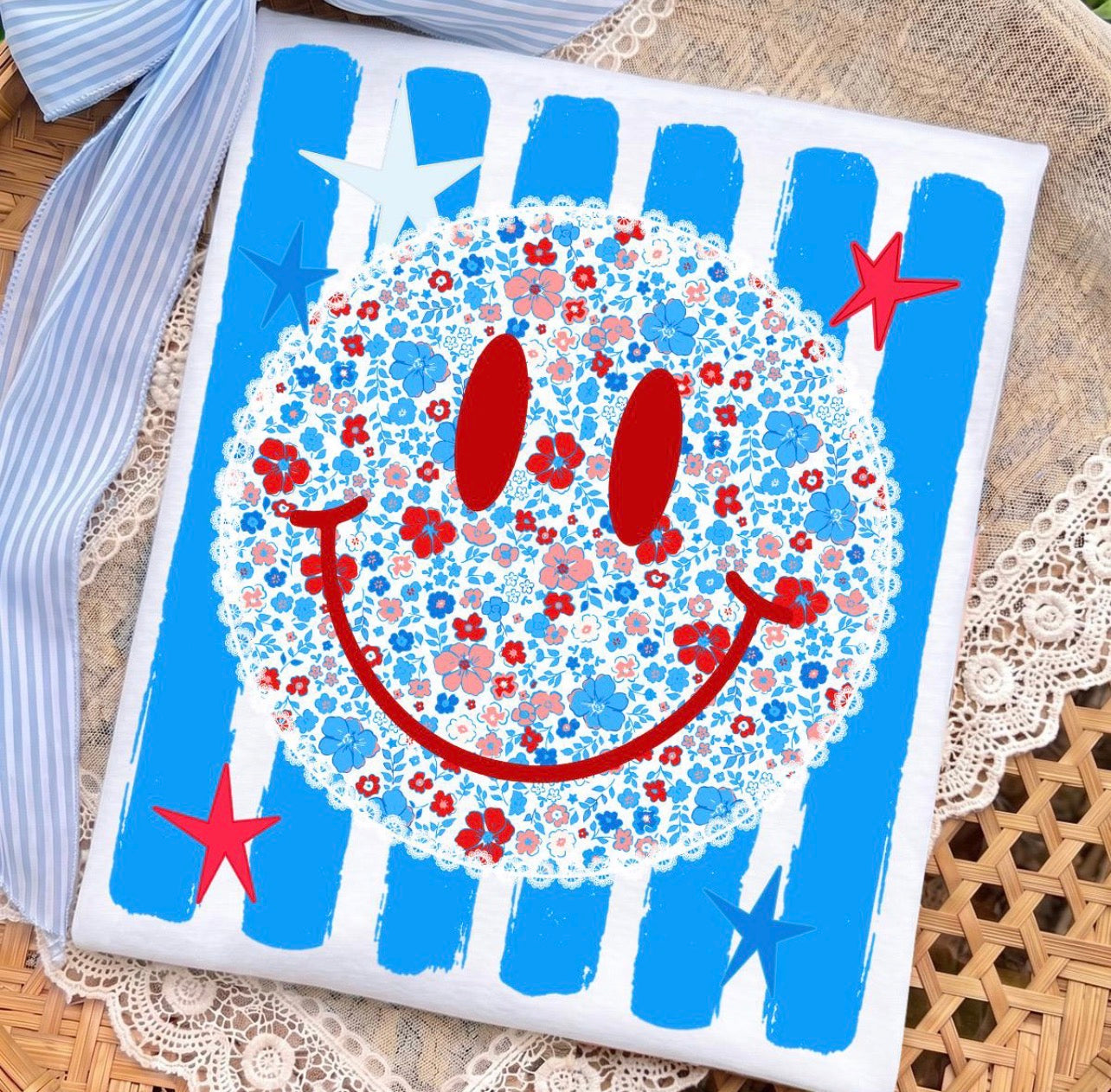 BLUE STRIPE USA SMILE - DTF TRANSFER