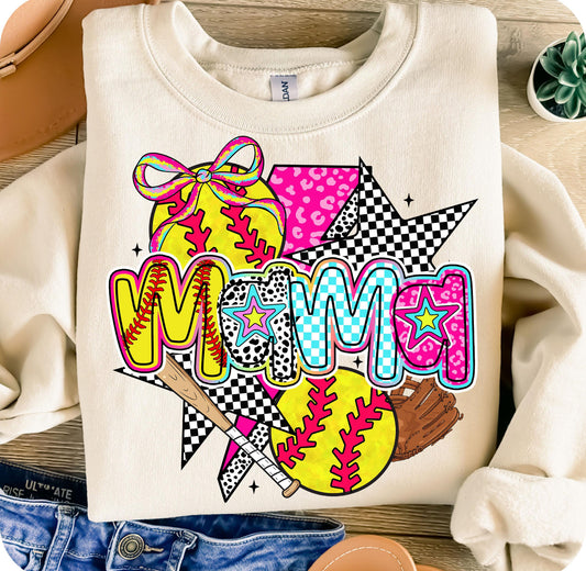 RETRO SOFTBALL MAMA - DTF TRANSFER