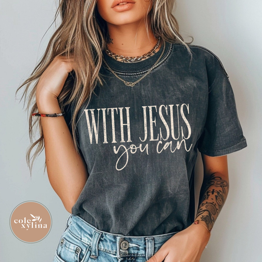 CREAM GRUNGE WITH JESUS YOU CAN - DTF TRANSFER