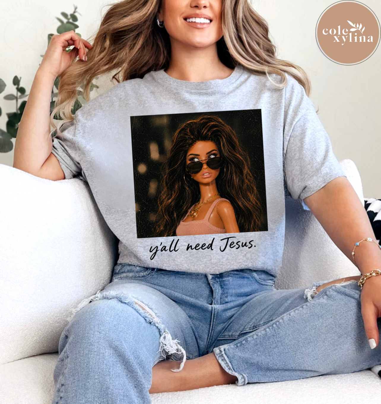 DOLL Y’ALL NEED JESUS BLACK - DTF TRANSFER