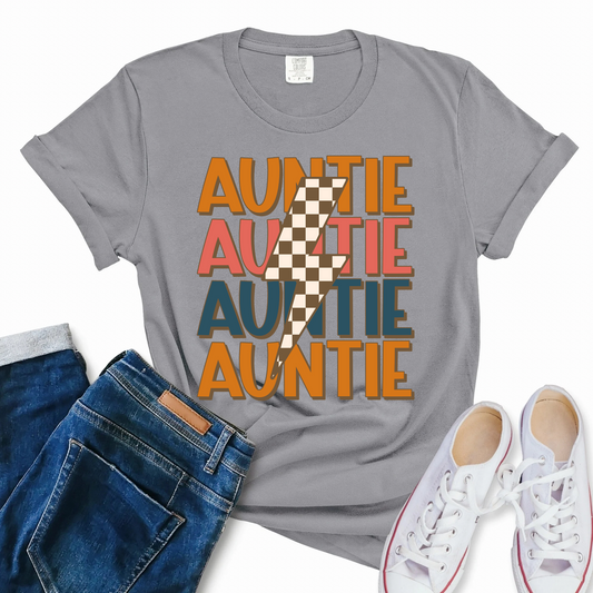 CHECKERED AUNTIE BOLT - DTF TRANSFER