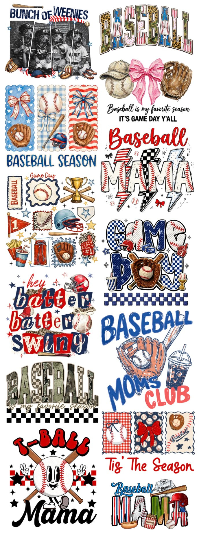 BASEBALL SEASON GANG SHEET - READY TO PRESS