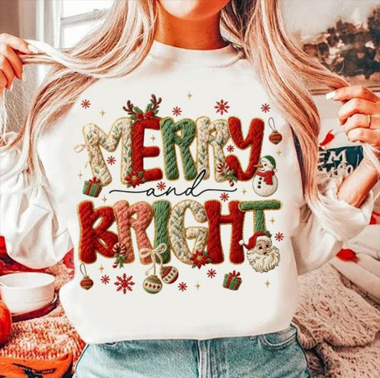 FAUX YARN MERRY & BRIGHT - DTF TRANSFER