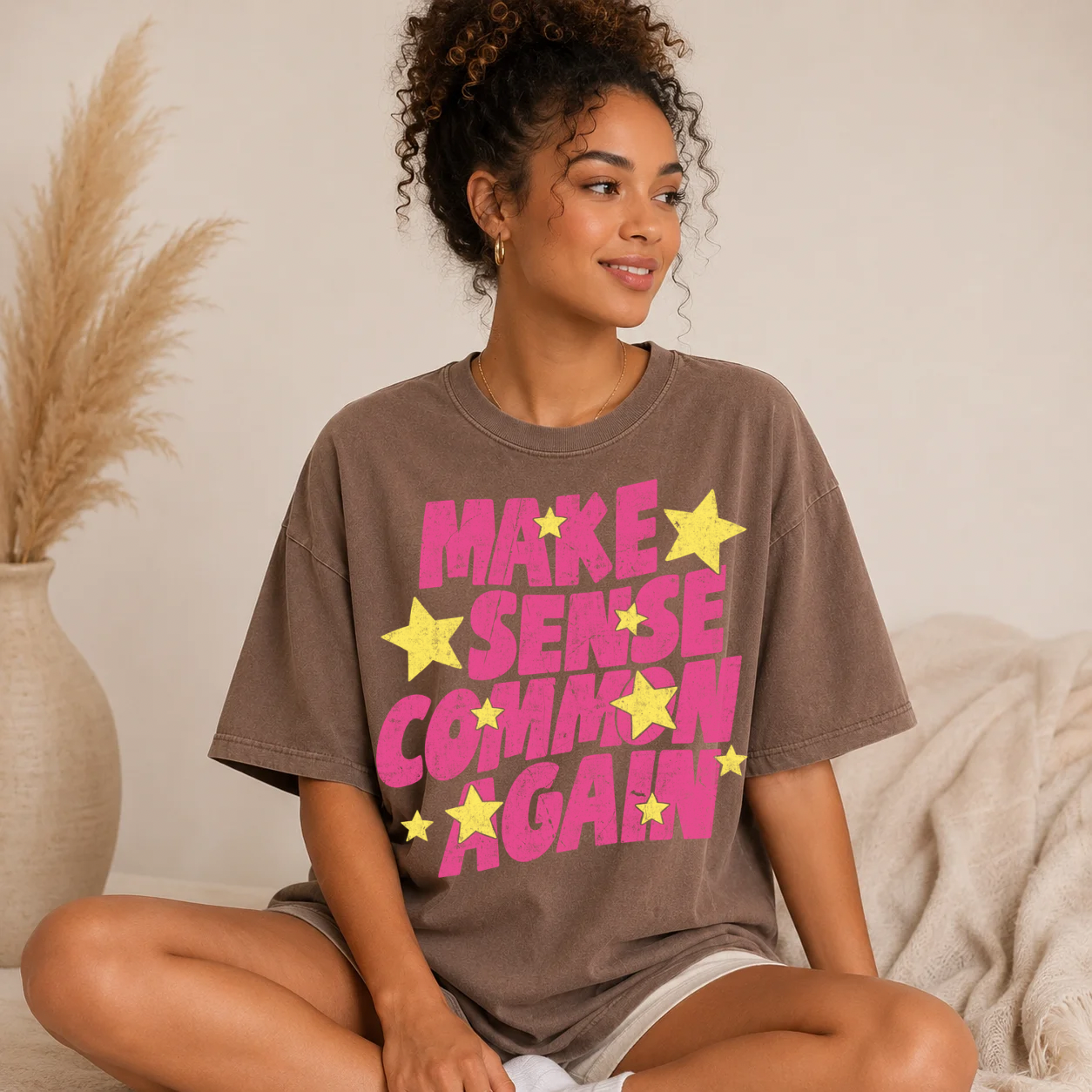 MAKE SENSE COMMON AGAIN YELLOW STARS - DTF TRANSFER