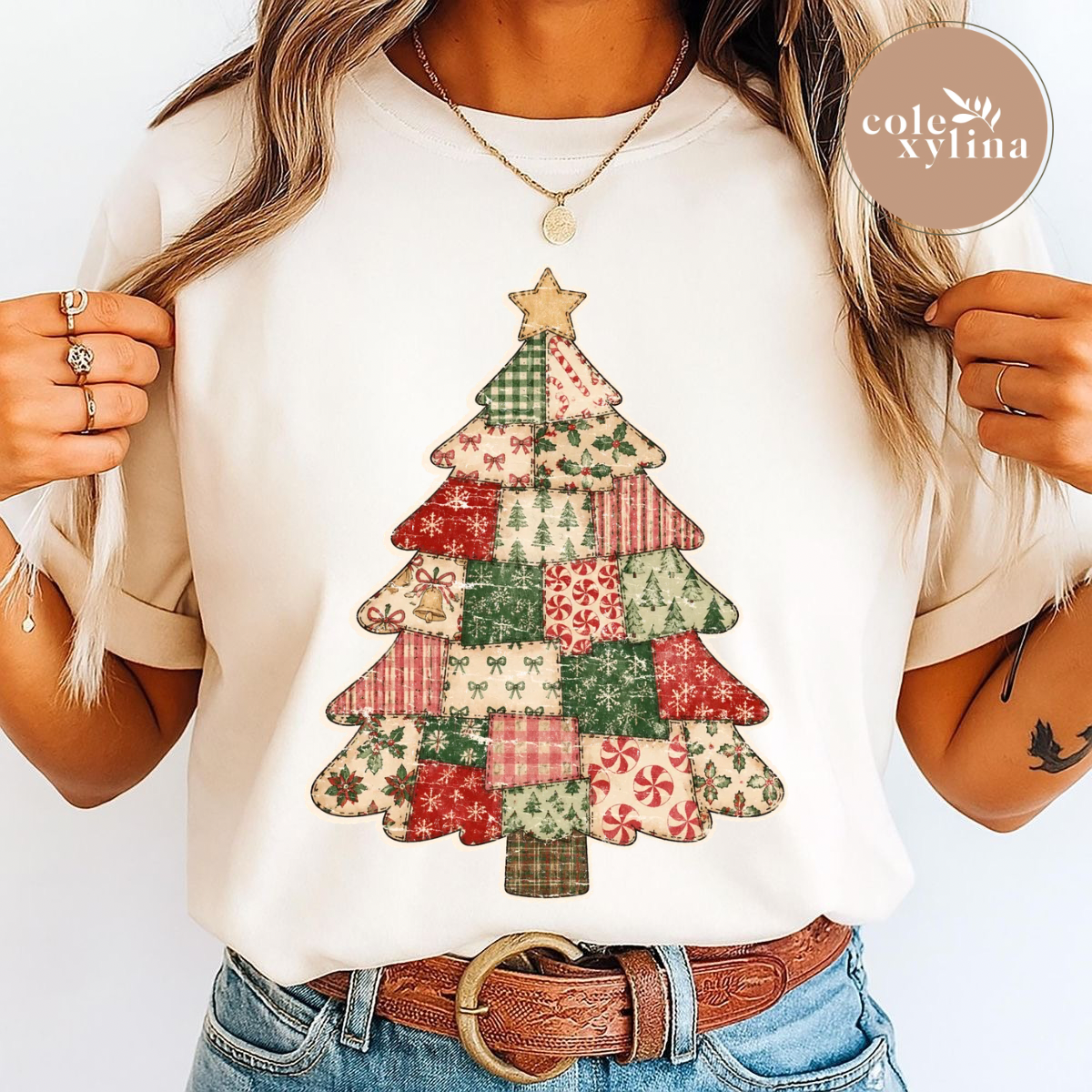 PATCHWORK CHRISTMAS TREE - DTF TRANSFER