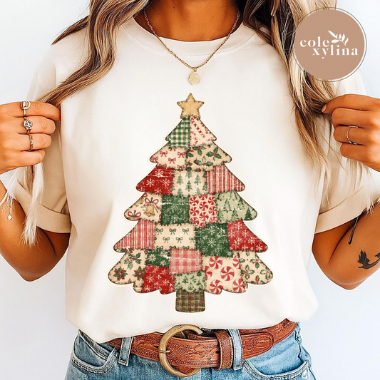 PATCHWORK CHRISTMAS TREE - DTF TRANSFER
